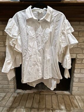 Before You White Button-Up Shirt EUC